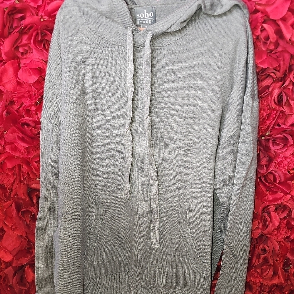 Soho Women's Gray Knit Hoodie Size Medium